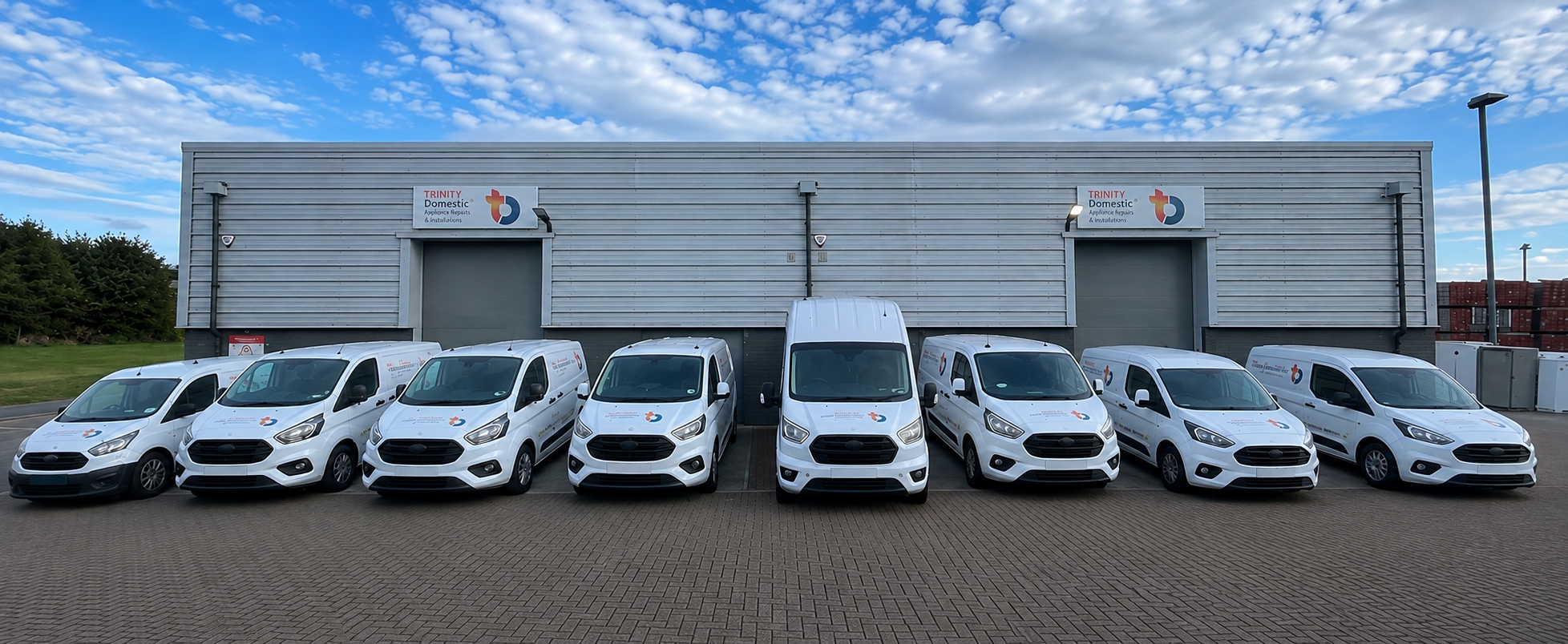 Trinity Domestics service vans outside the Edinburgh depot